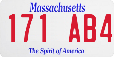 MA license plate 171AB4