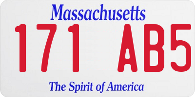 MA license plate 171AB5