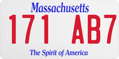 MA license plate 171AB7