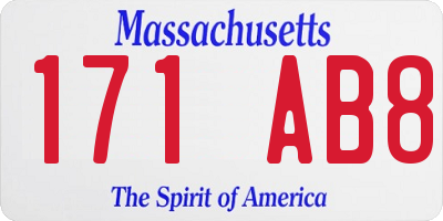 MA license plate 171AB8