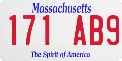 MA license plate 171AB9