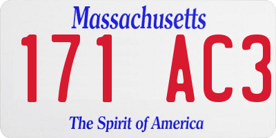 MA license plate 171AC3