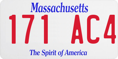MA license plate 171AC4