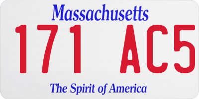 MA license plate 171AC5