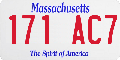 MA license plate 171AC7