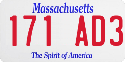 MA license plate 171AD3