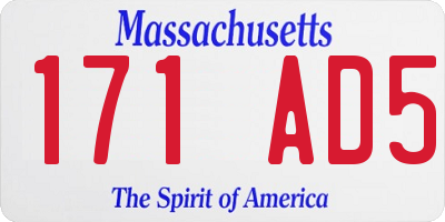 MA license plate 171AD5
