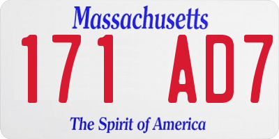 MA license plate 171AD7