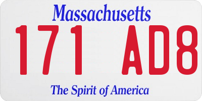 MA license plate 171AD8