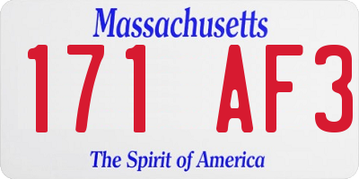 MA license plate 171AF3