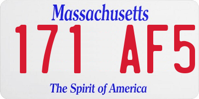 MA license plate 171AF5