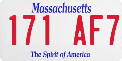 MA license plate 171AF7