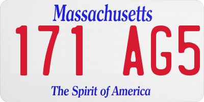 MA license plate 171AG5