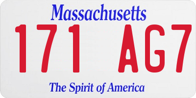 MA license plate 171AG7