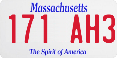 MA license plate 171AH3