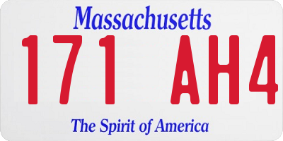 MA license plate 171AH4