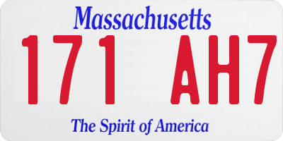 MA license plate 171AH7