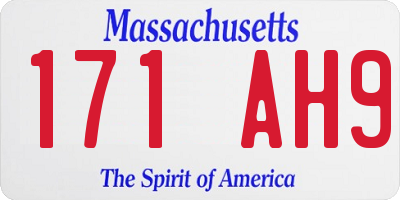 MA license plate 171AH9