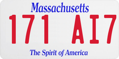 MA license plate 171AI7