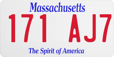 MA license plate 171AJ7