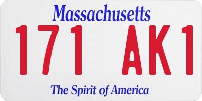 MA license plate 171AK1