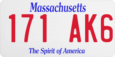 MA license plate 171AK6