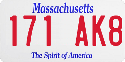 MA license plate 171AK8