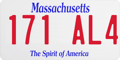MA license plate 171AL4