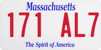 MA license plate 171AL7