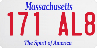 MA license plate 171AL8