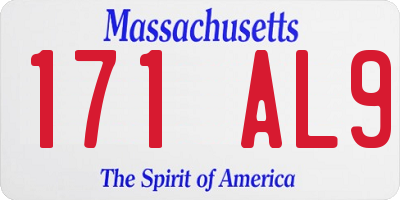 MA license plate 171AL9