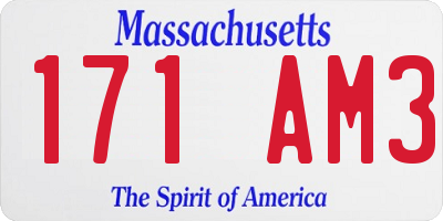 MA license plate 171AM3