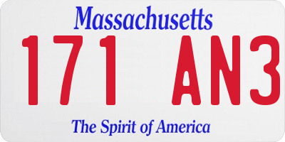 MA license plate 171AN3