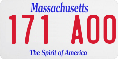 MA license plate 171AO0