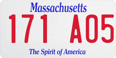 MA license plate 171AO5