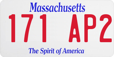 MA license plate 171AP2
