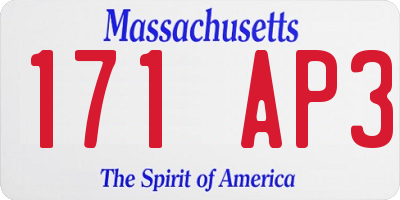 MA license plate 171AP3