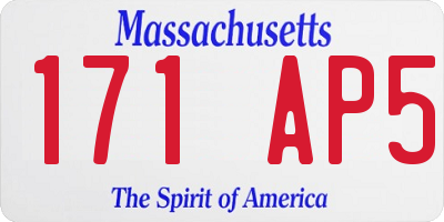 MA license plate 171AP5