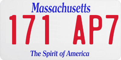 MA license plate 171AP7