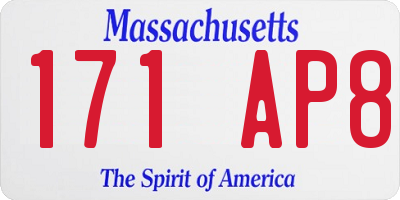 MA license plate 171AP8