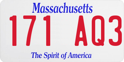 MA license plate 171AQ3