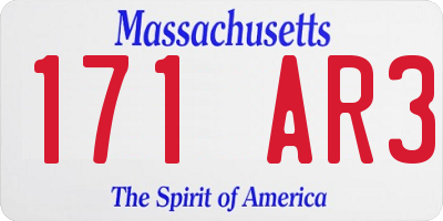 MA license plate 171AR3