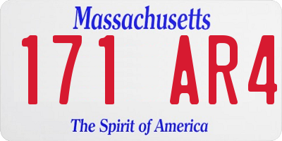 MA license plate 171AR4