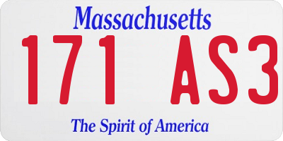 MA license plate 171AS3