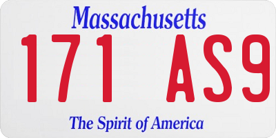 MA license plate 171AS9
