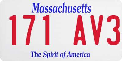 MA license plate 171AV3