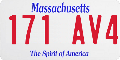 MA license plate 171AV4