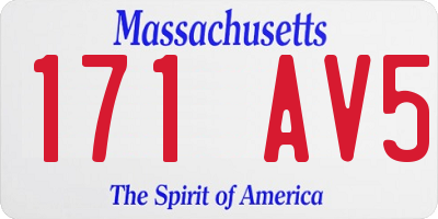 MA license plate 171AV5
