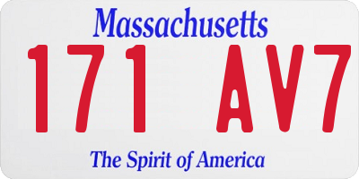 MA license plate 171AV7