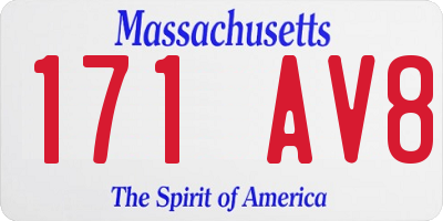 MA license plate 171AV8